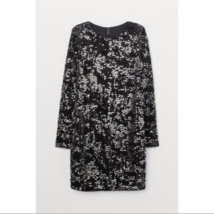 H&M Black Sequined Velour Dress